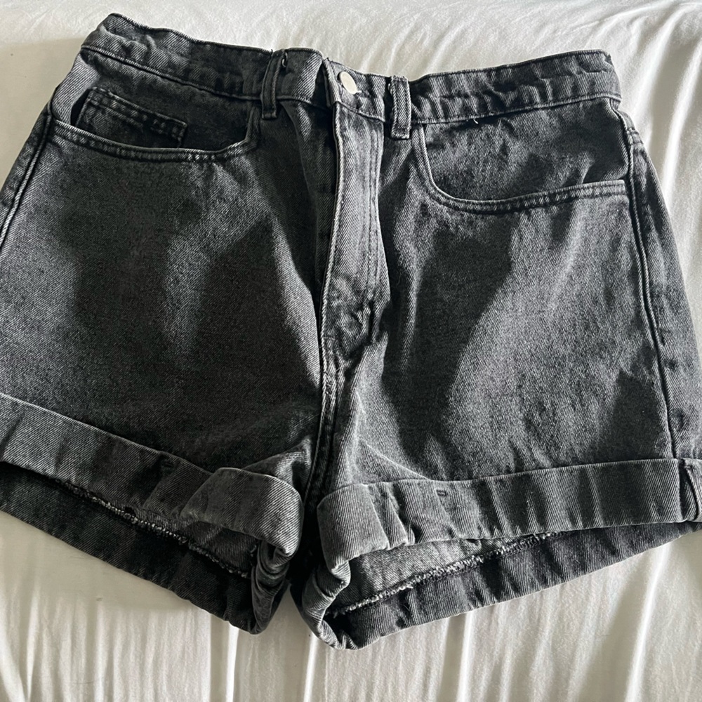 American Apparel High-Waisted Denim Shorts in Black